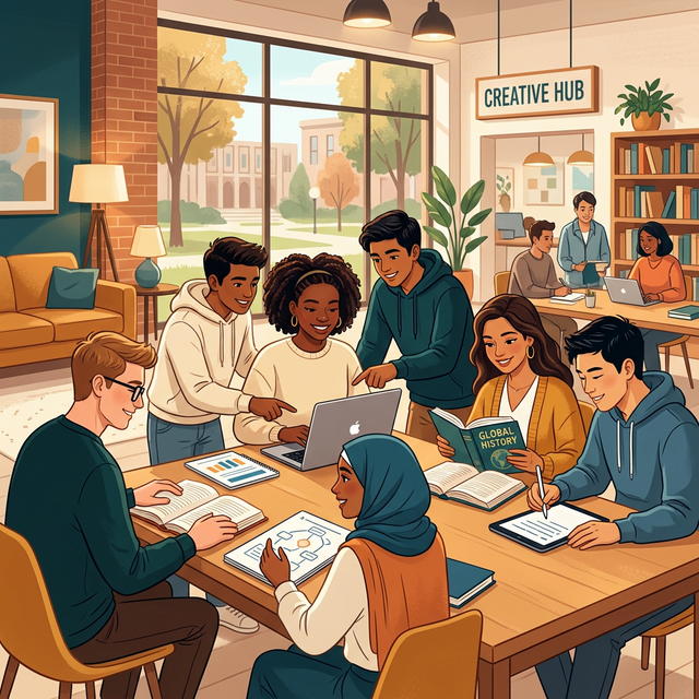 Students studying together